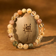 Buddha Stones Natural Multicolored Rutilated Quartz Spiritual Growth Bracelet