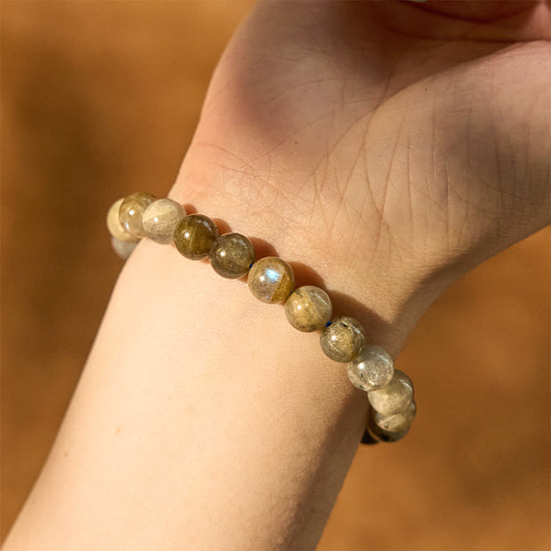 Buddha Stones Natural Labradorite Beads Healing Support Bracelet