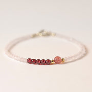 Buddha Stones 2mm Rose Quartz Garnet Strawberry Quartz Ultra-Thin Beads Healing Energy Bracelet Bracelet BS 2mm Rose Quartz 16cm