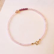 Buddha Stones 2mm Rose Quartz Garnet Strawberry Quartz Ultra-Thin Beads Healing Energy Bracelet