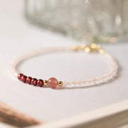 FREE Today: Loving Energy and Passionate 2mm Rose Quartz Garnet Strawberry Quartz Ultra-Thin Beads Bracelet