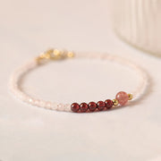 FREE Today: Loving Energy and Passionate 2mm Rose Quartz Garnet Strawberry Quartz Ultra-Thin Beads Bracelet