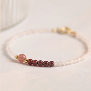 FREE Today: Loving Energy and Passionate 2mm Rose Quartz Garnet Strawberry Quartz Ultra-Thin Beads Bracelet