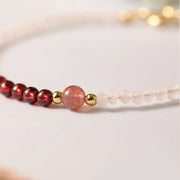 FREE Today: Loving Energy and Passionate 2mm Rose Quartz Garnet Strawberry Quartz Ultra-Thin Beads Bracelet