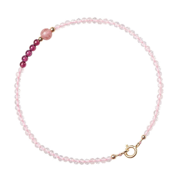 FREE Today: Loving Energy and Passionate 2mm Rose Quartz Garnet Strawberry Quartz Ultra-Thin Beads Bracelet