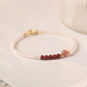 FREE Today: Loving Energy and Passionate 2mm Rose Quartz Garnet Strawberry Quartz Ultra-Thin Beads Bracelet