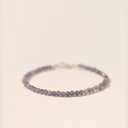 Buddha Stones 3mm Amethyst Iolite Ultra-thin Beads 14k Gold Plated Copper Communication Bracelet Bracelet BS 3mm Iolite(Wrist Circumference: 14cm)