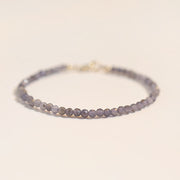 Buddha Stones 3mm Amethyst Iolite Ultra-thin Beads 14k Gold Plated Copper Communication Bracelet Bracelet BS 9