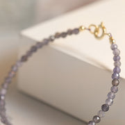 Buddha Stones 3mm Amethyst Iolite Ultra-thin Beads 14k Gold Plated Copper Communication Bracelet Bracelet BS 13