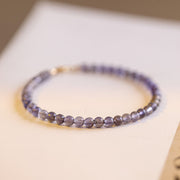 Buddha Stones 3mm Amethyst Iolite Ultra-thin Beads 14k Gold Plated Copper Communication Bracelet Bracelet BS 3mm Iolite(Wrist Circumference: 15cm)