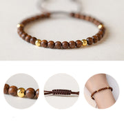 Buddha Stones 4mm Ultra-thin Sandalwood 14K Gold Plated Copper Beads Protection Bracelet Bracelet BS 11