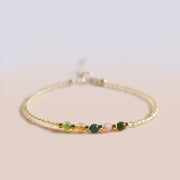 Buddha Stones 2.5mm Ultra-thin Citrine Tourmaline 14K Gold Filled Copper Beads Prosperity Bracelet Bracelet BS 5