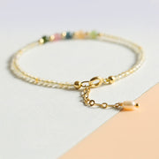 Buddha Stones 2.5mm Ultra-thin Citrine Tourmaline 14K Gold Filled Copper Beads Prosperity Bracelet Bracelet BS 1