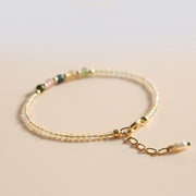 Buddha Stones 2.5mm Ultra-thin Citrine Tourmaline 14K Gold Filled Copper Beads Prosperity Bracelet Bracelet BS 6