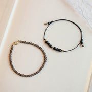 Buddha Stones Smoky Quartz Black Obsidian Ultra-thin Beads Success Bracelet