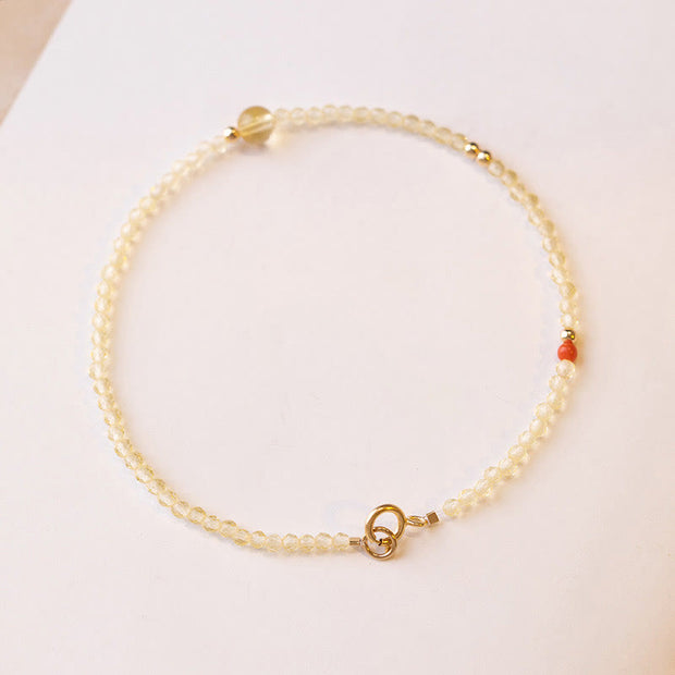 Buddha Stones 2mm Ultra-thin Citrine 14K Gold Plated Copper Beads Protection Bracelet Bracelet BS 1