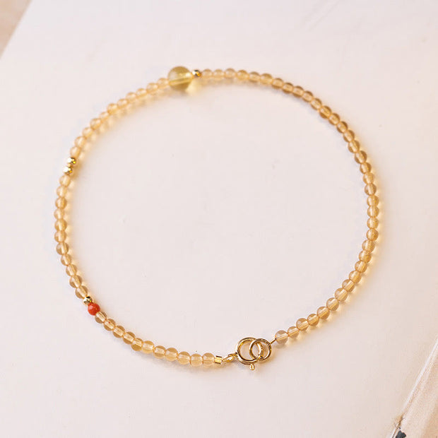 Buddha Stones 2mm Ultra-thin Citrine 14K Gold Plated Copper Beads Protection Bracelet Bracelet BS 2mm Round Beads 16cm