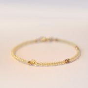 Buddha Stones 2mm Ultra-thin Citrine 14K Gold Plated Copper Beads Protection Bracelet Bracelet BS 2mm Polygonal Beads 16cm