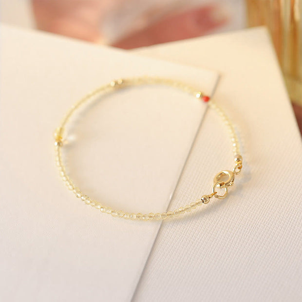 Buddha Stones 2mm Ultra-thin Citrine 14K Gold Plated Copper Beads Protection Bracelet Bracelet BS 7