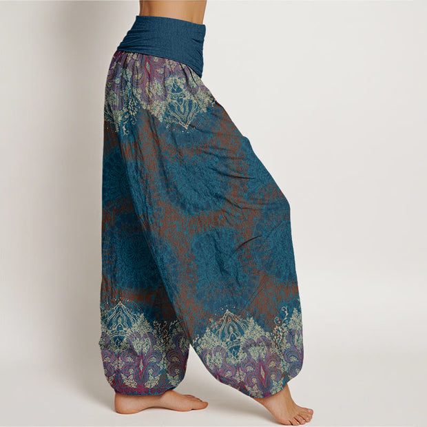 Buddha Stones Casual Lycoris Radiata Mandala Pattern Women's Elastic Waist Harem Pants