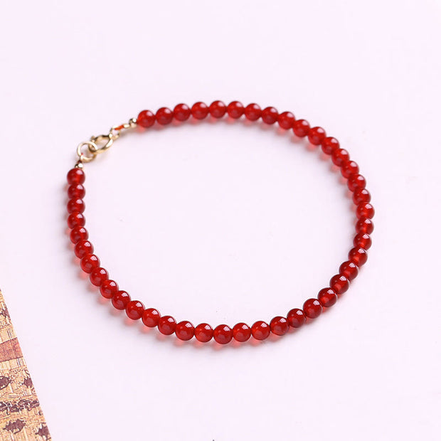 Buddha Stones Small Red Agate Ultra-thin Beads Calm Bracelet Bracelet BS 3mm Red Agate 16cm