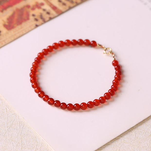 Buddha Stones Small Red Agate Ultra-thin Beads Calm Bracelet Bracelet BS 1