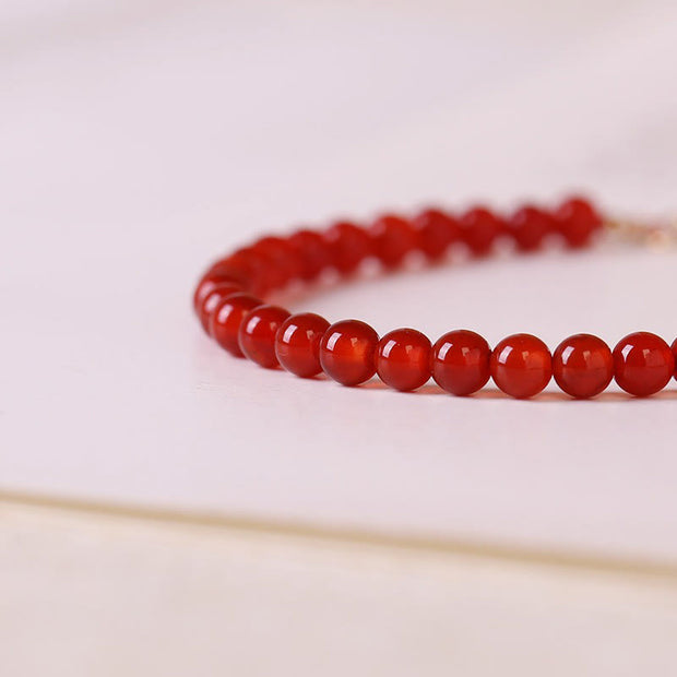 Buddha Stones Small Red Agate Ultra-thin Beads Calm Bracelet Bracelet BS 2