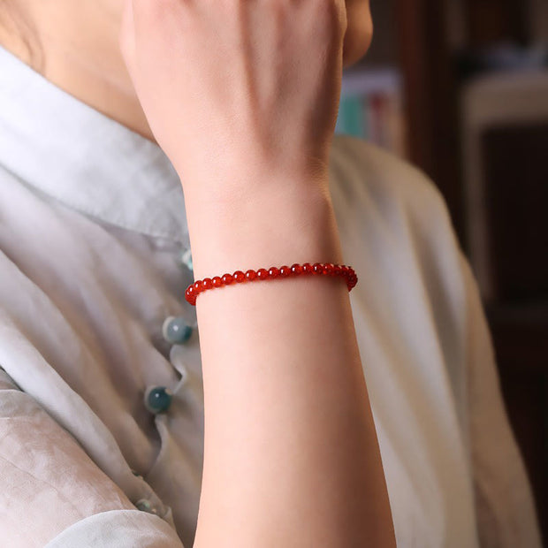 Buddha Stones Small Red Agate Ultra-thin Beads Calm Bracelet