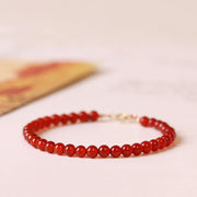 Buddha Stones Small Red Agate Ultra-thin Beads Calm Bracelet Bracelet BS 4mm Red Agate 16cm