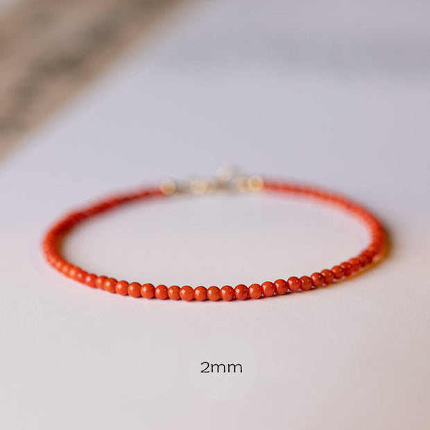 Buddha Stones Natural Cherry Persimmon Red Agate Ultra-thin Beads Confidence Bracelet Bracelet BS 2mm Persimmon Red Agate 16cm