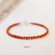 Buddha Stones Natural Cherry Persimmon Red Agate Ultra-thin Beads Confidence Bracelet Bracelet BS 3mm Polygonal Red Agate Beads 16cm