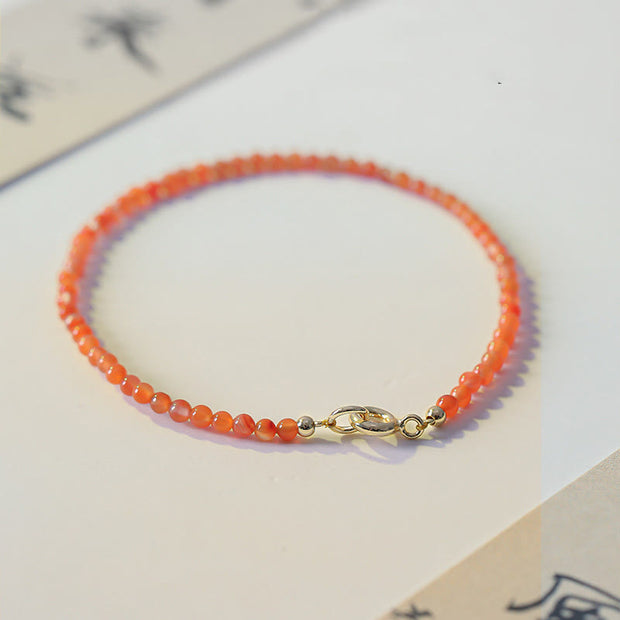 Buddha Stones Natural Cherry Persimmon Red Agate Ultra-thin Beads Confidence Bracelet