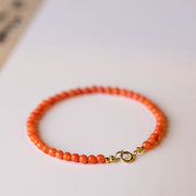 Buddha Stones Natural Cherry Persimmon Red Agate Ultra-thin Beads Confidence Bracelet Bracelet BS 10