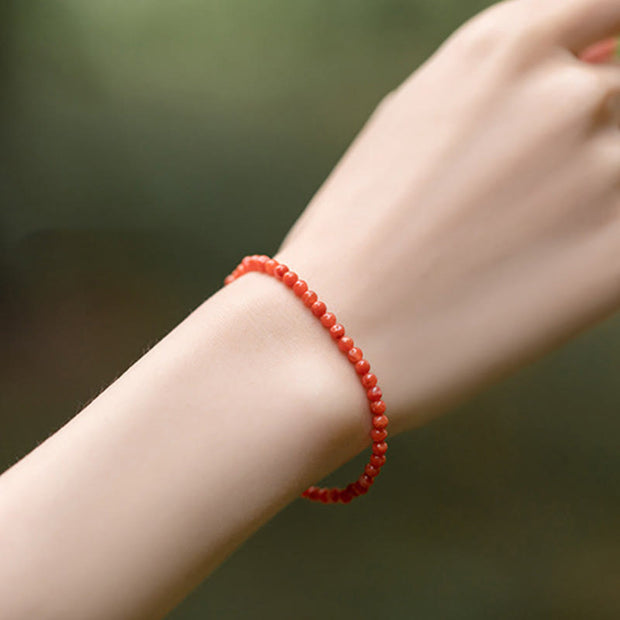 Buddha Stones Natural Cherry Persimmon Red Agate Ultra-thin Beads Confidence Bracelet Bracelet BS 13