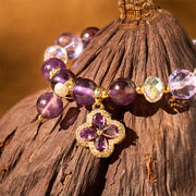 Buddha Stones "All the best for Calm and Wisdom" Amethyst Flower Bracelet Includes Gift Message Card - image 12