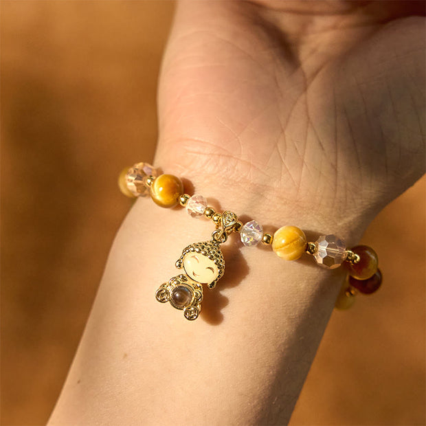 Buddha Stones Yellow Tiger Eye Meditation Buddha Protection Bracelet