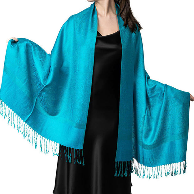 Buddha Stones Tibetan Cashew Jacquard Tassels Shawl Spring Fall Winter Warm Cozy Scarf Wrap