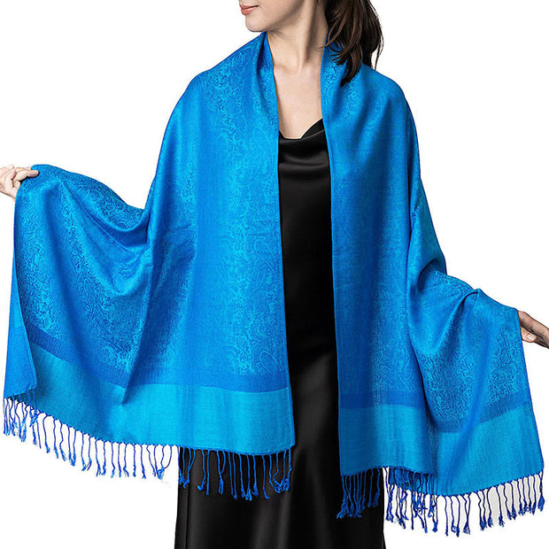 Buddha Stones Tibetan Cashew Jacquard Tassels Shawl Spring Fall Winter Warm Cozy Scarf Wrap