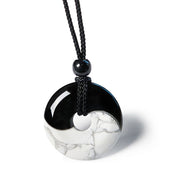 FREE Today: Purification Strength Natural Black Obsidian White Turquoise Yin Yang Peace Buckle Design Braided String Necklace Pendant FREE FREE 11