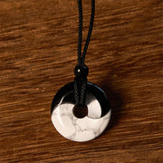 FREE Today: Purification Strength Natural Black Obsidian White Turquoise Yin Yang Peace Buckle Design Braided String Necklace Pendant FREE FREE 4