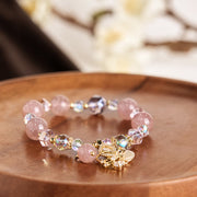 Buddha Stones Natural Strawberry Quartz Butterfly Healing Bracelet