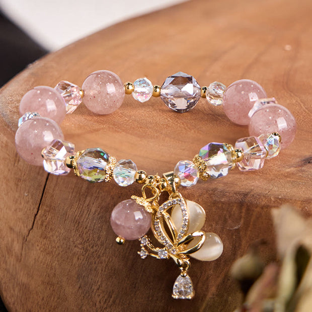 FREE Today: Love and Healing Natural Strawberry Quartz Butterfly Bracelet FREE FREE 1