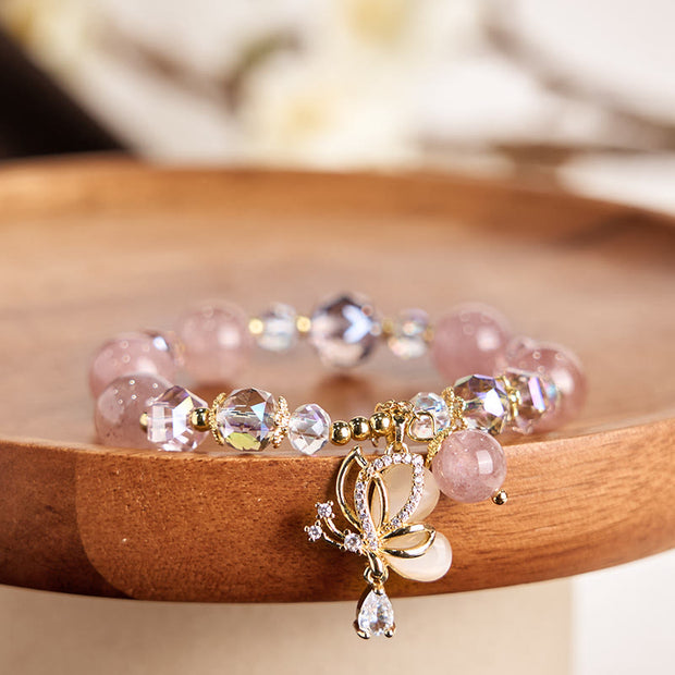 FREE Today: Love and Healing Natural Strawberry Quartz Butterfly Bracelet FREE FREE 5