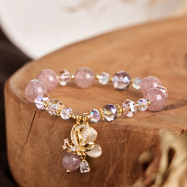 FREE Today: Love and Healing Natural Strawberry Quartz Butterfly Bracelet FREE FREE 2