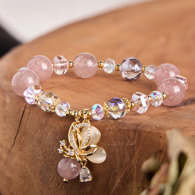 FREE Today: Love and Healing Natural Strawberry Quartz Butterfly Bracelet FREE FREE Strawberry Quartze(Wrist Circumference 15-16cm)