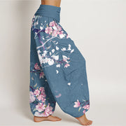 Buddha Stones Casual Branch Peach Blossom Women's Elastic Waist Harem Pants