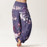 Buddha Stones Casual Branch Peach Blossom Women's Elastic Waist Harem Pants