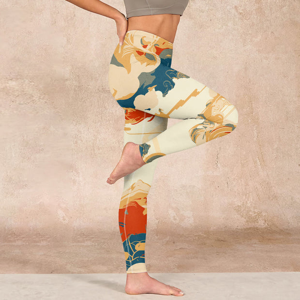 Buddha Stones Colorful Clouds Print Fitness Leggings Women's Yoga Pants Leggings BS 16