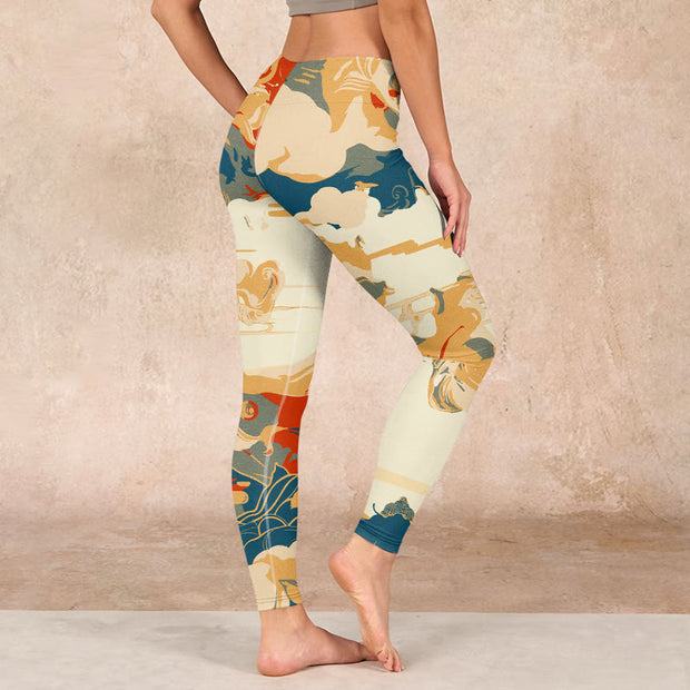 Buddha Stones Colorful Clouds Print Fitness Leggings Women's Yoga Pants - image 3