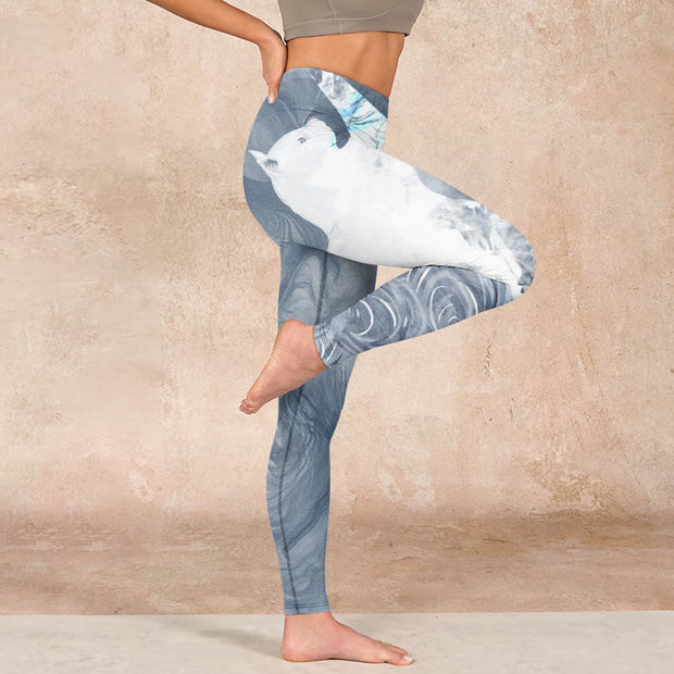 Buddha Stones Light Slate Gray White Cat Exercise Leggings Women's Yoga Pants - image 16